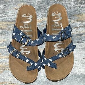 Mad Love sandals silver stars blue size 8
